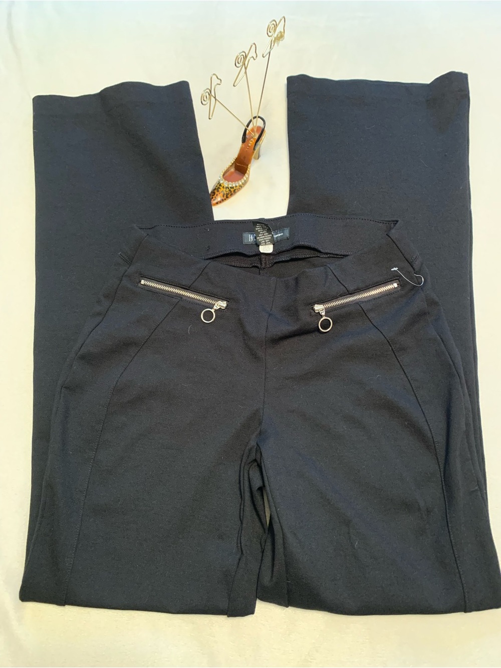 INC ladies black high rise 60% rayon Size 4 dress pull on bootleg pants LNWOT